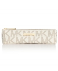 Aspiring novelists and poets-to-be: when it comes to your craft take a signature approach, like this logo-splashed pencil case from MICHAEL Michael Kors. Slender, sleek and outfitted with golden accents, it's the perfect place to stash your stylos. Aspiring novelists and poets-to-be: when it comes to your craft take a signature approach, like this logo-splashed pencil case from MICHAEL Michael Kors. Slender, sleek and outfitted with golden accents, it's the perfect place to stash your stylos.