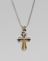 Rayskin-textured sterling silver cross is detailed with tiger's iron inlay. Pendant, about 1¾ long Necklace, about 20 long Imported