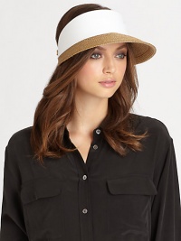 For fun and style in the sun, this packable, travel-ready visor features an inner terry forehead pad, adjustable grip-tape closure and UVA/UVB protection.Brim, about 3.25Adjustable grip-tape back closureRemovable inner terry forehead pad95% UVA/UVB protectionPolypropylene/rayon/polyesterSpot cleanImported and hand-finished in the USA For fun and style in the sun, this packable, travel-ready visor features an inner terry forehead pad, adjustable grip-tape closure and UVA/UVB protection.Brim, about 3.25Adjustable grip-tape back closureRemovable inner terry forehead pad95% UVA/UVB protectionPolypropylene/rayon/polyesterSpot cleanImported and hand-finished in the USA