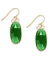 A touch of color livens any look. These stunning 10k gold earrings feature oval-cut green onyx stones (10 ct. t.w.) on french wire. Approximate drop: 1-1/2 inches.