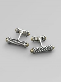 Cable column cuff links in silver and 18K gold. Imported Cable column cuff links in silver and 18K gold. Imported