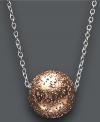 Get on the ball. This stylish Studio Silver pendant features a playful, round ball shape crafted from glittering 18k rose gold over sterling silver. Chain crafted from sterling silver. Approximate length: 16 inches. Approximate drop: 1/3 inch.