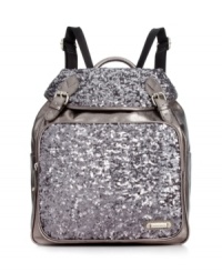 Shine a light on your next excursion with this shimmery, sequin-embellished backpack from Nine West. Roomy interior is aligned with plenty of pockets and compartments to easily stow all of your must-haves and can't-do-withouts. Shine a light on your next excursion with this shimmery, sequin-embellished backpack from Nine West. Roomy interior is aligned with plenty of pockets and compartments to easily stow all of your must-haves and can't-do-withouts.