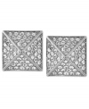 Rising resplendence. This pair of pyramid stud earrings from Vince Camuto is crafted from silver-tone mixed metal with glass crystal accents adding a sparkling touch. Approximate diameter: 1 inch.
