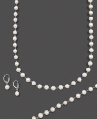 Delicate beauty to line your look. This pretty tin cup cultured freshwater pearl (7-8mm) set features a necklace, bracelet and earrings set in sterling silver. Necklace measures approximately 18 inches. Bracelet measures approximately 7-1/2 inches. Delicate beauty to line your look. This pretty tin cup cultured freshwater pearl (7-8mm) set features a necklace, bracelet and earrings set in sterling silver. Necklace measures approximately 18 inches. Bracelet measures approximately 7-1/2 inches.