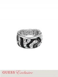 GUESS Silver-Tone Tiger-Stripe Stretch Ring, SILVER GUESS Silver-Tone Tiger-Stripe Stretch Ring, SILVER