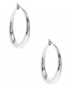 GUESS Silver-Tone Tubular Hoop Earrings, SILVER