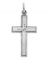 Stay true to your faith. This intricate diamond-cut cross charm makes the perfect symbolic gift. Crafted in 14k white gold. Chain not included. Approximate length: 1-1/10 inches. Approximate width: 1/2 inch.