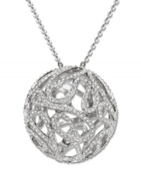 This elaborately crafted, spherical pendant is inspired by delicate flower petals. Sparkling in clear crystal pavé, this Swarovski pendant comes on a rhodium-plated mixed metal chain and lends a modern, sophisticated note to any outfit. Approximate length: 23 inches. Approximate drop: 1-1/4 inches. This elaborately crafted, spherical pendant is inspired by delicate flower petals. Sparkling in clear crystal pavé, this Swarovski pendant comes on a rhodium-plated mixed metal chain and lends a modern, sophisticated note to any outfit. Approximate length: 23 inches. Approximate drop: 1-1/4 inches.