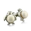 Penguin Shaped Freshwater Pearl Earrings