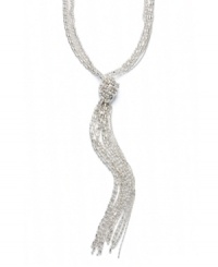 Loop your neckline with a shimmery lariat. This chic necklace by Alfani features a unique shot bead design crafted in silver tone mixed metal. Approximate length: 24 inches. Loop your neckline with a shimmery lariat. This chic necklace by Alfani features a unique shot bead design crafted in silver tone mixed metal. Approximate length: 24 inches.