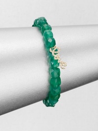 A sparkling diamond charm in 14k gold on a green onyx stretch bead bracelet. Green onyx14K goldDiamonds, .12 tcwLength, about 6.5Slip-on styleImported A sparkling diamond charm in 14k gold on a green onyx stretch bead bracelet. Green onyx14K goldDiamonds, .12 tcwLength, about 6.5Slip-on styleImported