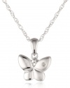 Sterling Silver Children's Butterfly Pendant Necklace 16+3 Extender