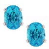 1.00 Ct Oval Blue Topaz Sterling Silver 6X4mm Earrings