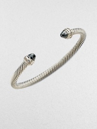 From the Cable Collection. Two beautifully, faceted hematite stone caps accented with dazzling diamonds on a sterling silver cable cuff. HematiteDiamonds, .2 tcwSterling silverDiameter, about 2½Slip-on styleImported From the Cable Collection. Two beautifully, faceted hematite stone caps accented with dazzling diamonds on a sterling silver cable cuff. HematiteDiamonds, .2 tcwSterling silverDiameter, about 2½Slip-on styleImported