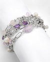 Genuine David Yurman (TM) Bracelet. David Yurman Ln Sterling Silver Rose Quartz Amethyst Pearl Bracelet. grams in weight. 100% Satisfaction Guaranteed.