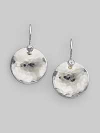 A simple hammered disc of sterling silver, punctuated by a sparkling diamond. Diamonds, 0.02 tcw Sterling silver, Drop, about 1 Diameter, about ½ Ear wire Imported A simple hammered disc of sterling silver, punctuated by a sparkling diamond. Diamonds, 0.02 tcw Sterling silver, Drop, about 1 Diameter, about ½ Ear wire Imported