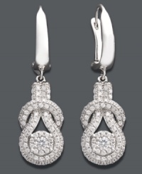 A symbol of love and strength -- these intricate Everlon earrings make the perfect gift for someone you love. Crafted in 14k white gold, earrings feature an intricate knotted design encrusted with pave-set, round-cut diamonds (1 ct. t.w.). Approximate drop: 1/2 inch. A symbol of love and strength -- these intricate Everlon earrings make the perfect gift for someone you love. Crafted in 14k white gold, earrings feature an intricate knotted design encrusted with pave-set, round-cut diamonds (1 ct. t.w.). Approximate drop: 1/2 inch.