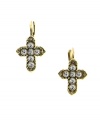 Snap up religious-inspired design, with a little extra shine. Vatican earrings feature sparkling, round-cut crystals set in a gold tone mixed metal cross. Approximate drop: 1/2 inch.