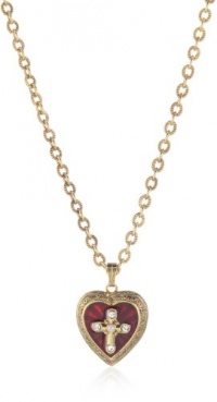 The Vatican Library Collection Red Enamel Cross Heart Locket Necklace The Vatican Library Collection Red Enamel Cross Heart Locket Necklace