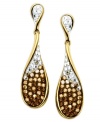Add an ombre effect. Kaleidoscope's trendy teardrop earrings combine a gradation of round-cut brown to clear crystals with Swarovski Elements. Set in 18k gold over sterling silver. Approximate drop: 1-1/2 inches.