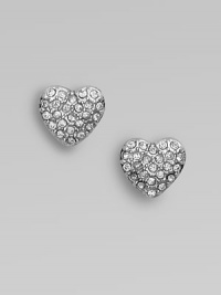 Dazzle in this charming heart-shaped style. Argento plated brassGlass stonesSize, about ¼Bolt clutch post backImported 