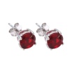 Sterling Silver.925 Ruby Cubic Zirconia Stud Earrings 2.00 Carats Total Weight Comes in a Gift Box & Special Pouch