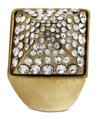 Jessica Simpson's crystal pave stretch ring flaunts a pyramid design for ancient elegance. Stretches to fit finger. Crafted in antiqued gold tone mixed metal. Jessica Simpson's crystal pave stretch ring flaunts a pyramid design for ancient elegance. Stretches to fit finger. Crafted in antiqued gold tone mixed metal.