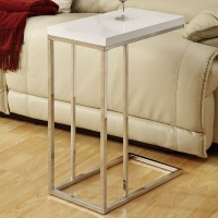 Monarch Specialties Chrome Metal and White Accent Side Table