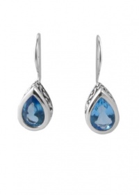 Barse Sterling Silver Blue Crystal Teardrop Earrings