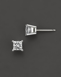 Classic princess-cut diamond studs in 14K white gold add the finishing touch to absolutely any look. Classic princess-cut diamond studs in 14K white gold add the finishing touch to absolutely any look.