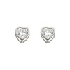 .925 Sterling Silver Rhodium Plated 3mm Heart Bezel CZ Stud Earrings with Screw-back for Children & Women