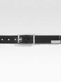 Leather belt with rectangular buckle and engraved metal detail. Palladium detail 1.2 wide Made in Italy Leather belt with rectangular buckle and engraved metal detail. Palladium detail 1.2 wide Made in Italy