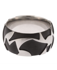 Perfect for the urban-minded man. This Simmons Jewelry Co. tattoo ring is crafted in stainless steel. Size 10-1/2. Perfect for the urban-minded man. This Simmons Jewelry Co. tattoo ring is crafted in stainless steel. Size 10-1/2.