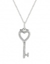 Effy Jewlery Key Heart Pendant with Diamonds, .02 TCW