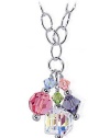 Sterling Silver Multicolor Crystal Oval Shape Chain Necklace Made with Swarovski Elements