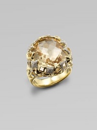 From the Tapestry Collection. A truly radiant design with a large, faceted champagne citrine stone accented with brilliant, pavé: diamonds set in 18k gold. Champagne citrineDiamonds, .46 tcw18k goldImported From the Tapestry Collection. A truly radiant design with a large, faceted champagne citrine stone accented with brilliant, pavé: diamonds set in 18k gold. Champagne citrineDiamonds, .46 tcw18k goldImported