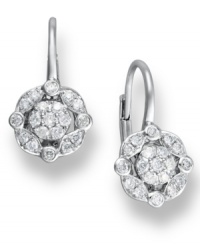 A bright burst of sparkle lights up any look. Crafted in 14k white gold, chic clusters of round-cut diamonds 1/4 ct. t.w.) adorn these beautiful drop earrings. Approximate drop: 1/2 inch. A bright burst of sparkle lights up any look. Crafted in 14k white gold, chic clusters of round-cut diamonds 1/4 ct. t.w.) adorn these beautiful drop earrings. Approximate drop: 1/2 inch.