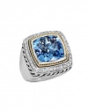 Effy Jewlery Balissima Diamond and Blue Topaz Ring, 8.37 TCW Ring size 7