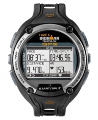 The ultimate training tool, by Timex. This watch features a black resin strap and round case. Digital display dial measures pace, speed, and distance in real-time, allowing athletes to measure, review and advance their performance. Quartz movement. Water resistant to 50 meters. One-year limited warranty. The ultimate training tool, by Timex. This watch features a black resin strap and round case. Digital display dial measures pace, speed, and distance in real-time, allowing athletes to measure, review and advance their performance. Quartz movement. Water resistant to 50 meters. One-year limited warranty.