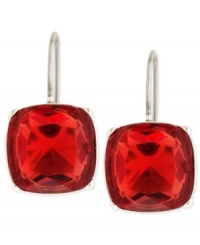 Look resplendent in red. This pair of drop earrings from Nine West is crafted from silver-tone mixed metal. The red stones add a vibrant pop. Approximate drop: 1/2 inch. Look resplendent in red. This pair of drop earrings from Nine West is crafted from silver-tone mixed metal. The red stones add a vibrant pop. Approximate drop: 1/2 inch.