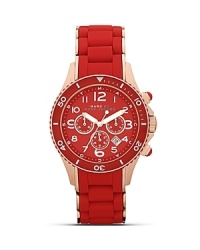 Put a distinctive duo-tone spin on your wrist wear collection with this watch from MARC BY MARC JACOBS. It's red and gold colorway lends every look a vibrant twist. Put a distinctive duo-tone spin on your wrist wear collection with this watch from MARC BY MARC JACOBS. It's red and gold colorway lends every look a vibrant twist.