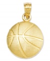 The perfect gift for the aspiring Kobe Bryant or Jeremy Lin. Crafted from polished and textured 14k gold, this basketball is a slam dunk. Chain not included. Approximate length: 3/4 inch. Approximate width: 1/2 inch.