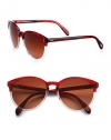 Lightweight acetate in a style that is retro chic. Available in black with polarized grey gradient lens, black/dark tortoise brown with polarized brown gradient lens, citrine/buff with polarized green gradient lens or red havana with polarized rose gradient lens. Pin accented temples100% UV protectionImported