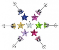 TDEZ2470SET-B Nickel Free Sterling Silver 4mm Star Cubic Zirconia Back Post of 7 Colors CZ Stud Earrings Set TDEZ2470SET-B Nickel Free Sterling Silver 4mm Star Cubic Zirconia Back Post of 7 Colors CZ Stud Earrings Set