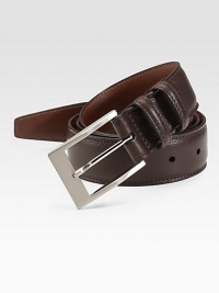 EXCLUSIVELY OURS. An essential piece for any man's wardrobe in soft, deertan glove leather with a nickel-plated buckle. Nickel-plated buckle About 1¼ wide Made in USA EXCLUSIVELY OURS. An essential piece for any man's wardrobe in soft, deertan glove leather with a nickel-plated buckle. Nickel-plated buckle About 1¼ wide Made in USA
