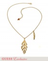 GUESS Gold-Tone Feather Pendant Necklace, GOLD