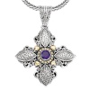 925 Silver & Amethyst Puffy Celtic Cross Pendant with 18k Gold Accents