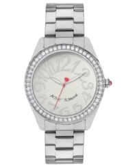 Fashion you can count on. This Betsey Johnson watch showcases crystal accents and large numerals at the dial. Fashion you can count on. This Betsey Johnson watch showcases crystal accents and large numerals at the dial.