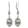 925 Silver & Green Amethyst Marquise Drop Earrings with 18k Gold Accents